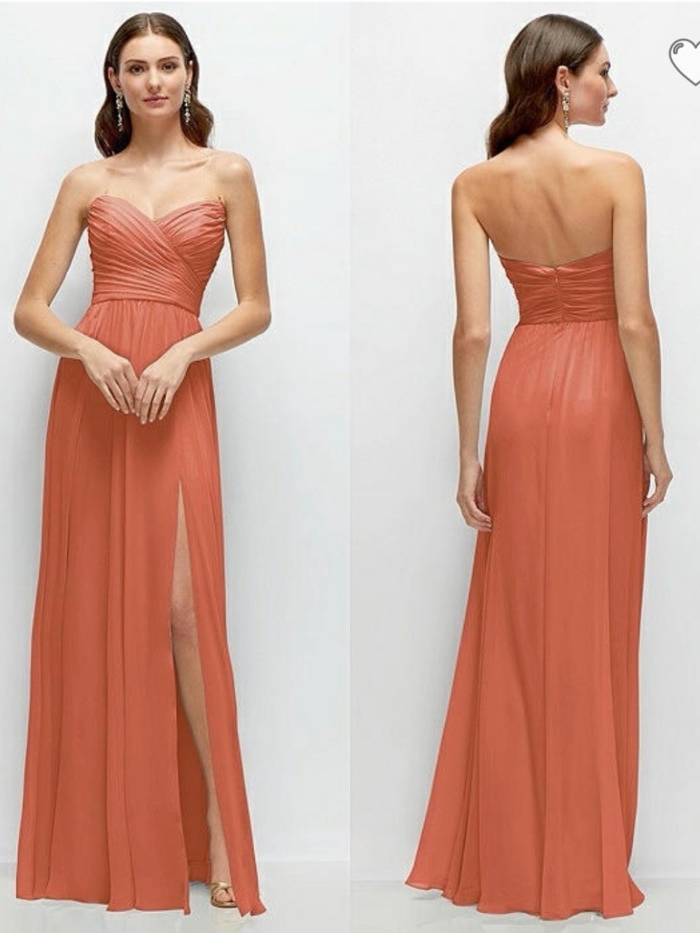 Strapless Coral Long Dress with Sweetheart Bodice